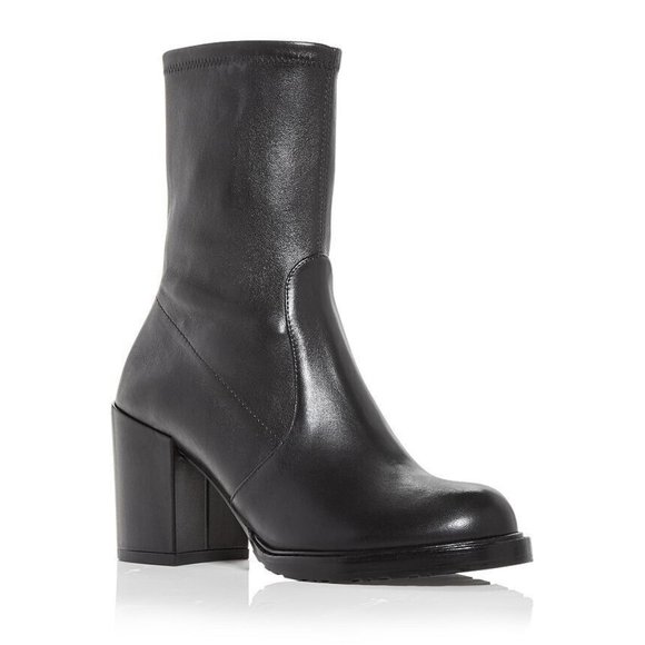 $750 STUART WEITZMAN Dalenna Block Heel Boots LEATHER BLACK SOCK 4.5 (PA29)